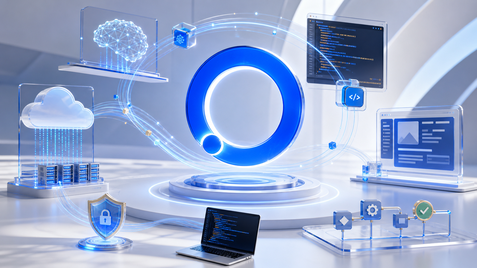 Imaginative AI, cloud, automation, and software ideas visual